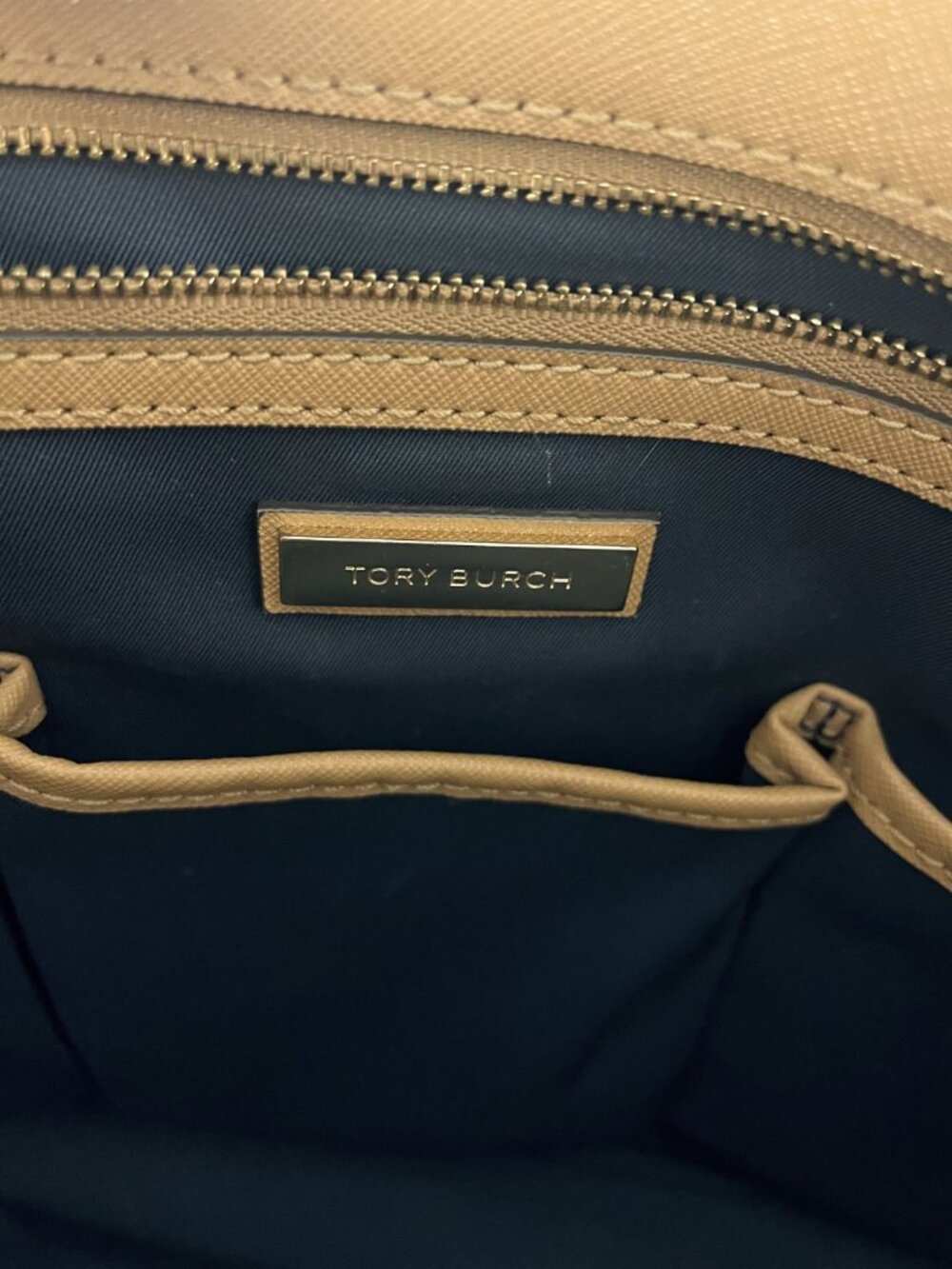 Tory Burch Saffiano Leather Tote Tan Gold Hardware - Picture 3 of 13